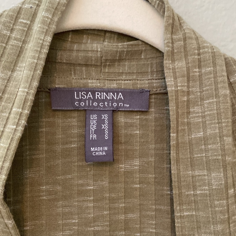 Lisa Rinna Long Sleeve Lightweight Green Heathered Open Cardigan with Pockets - Picture 3 of 11